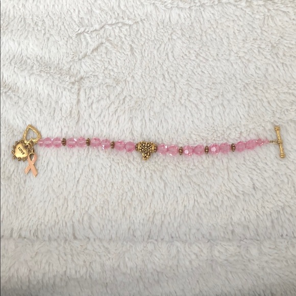 Pink Swarovski Crystal Pink Ribbon Charm Bracelet - Picture 4 of 4